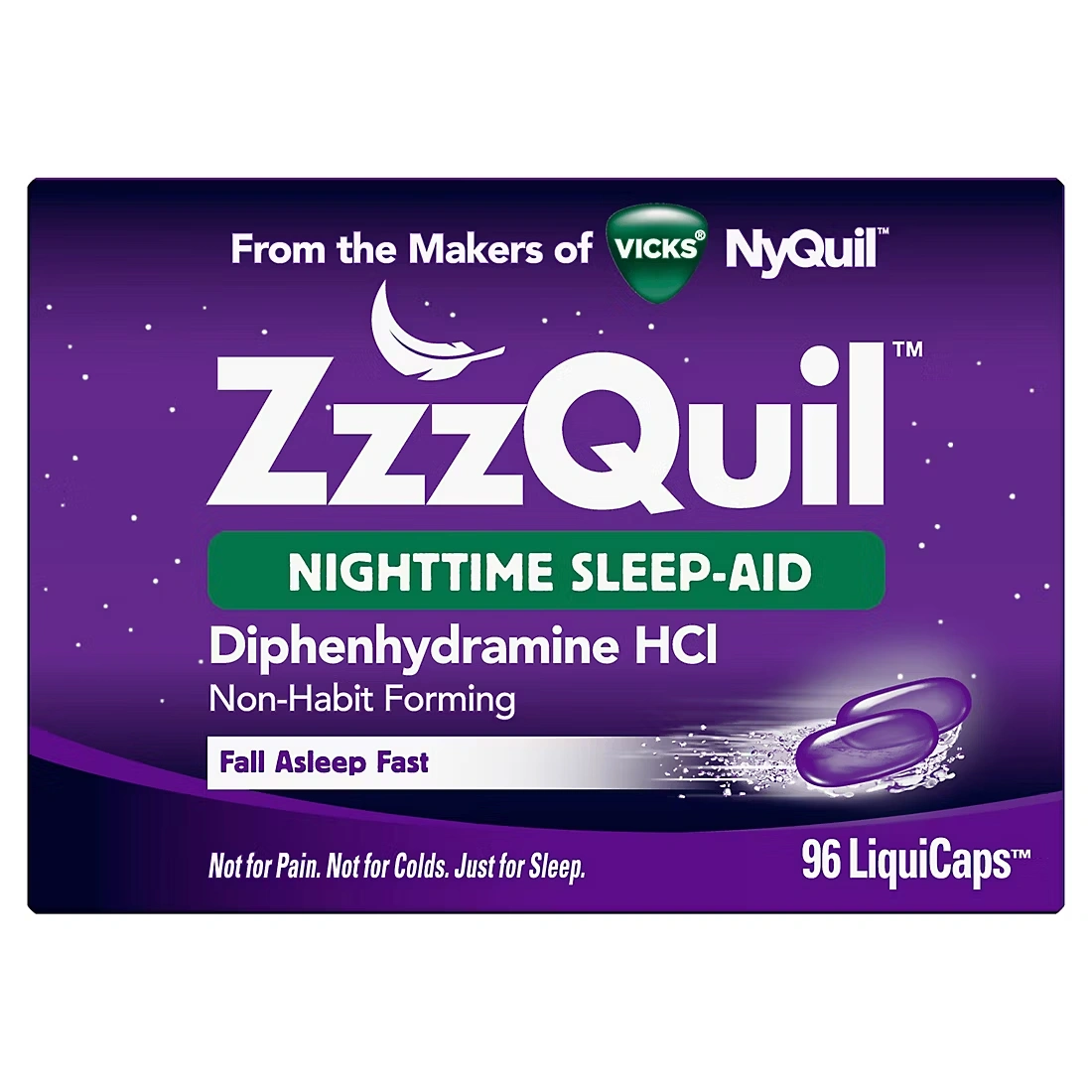 Vicks ZzzQuil Nighttime Sleep Aid LiquiCaps, 96 ct.