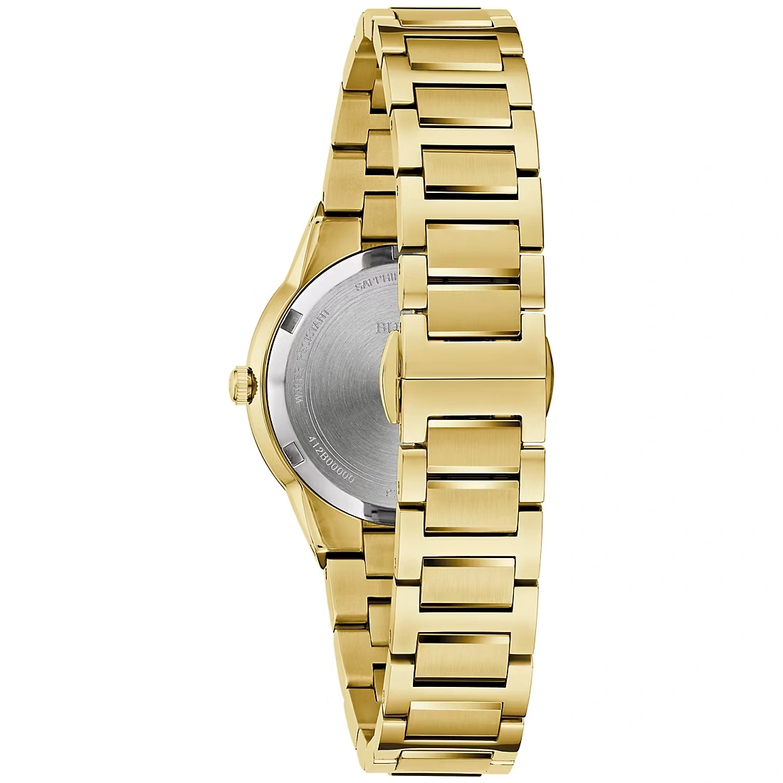 Bulova Womens Modern Milennia Goldtone Stainless Black Dial Bracelet Watch