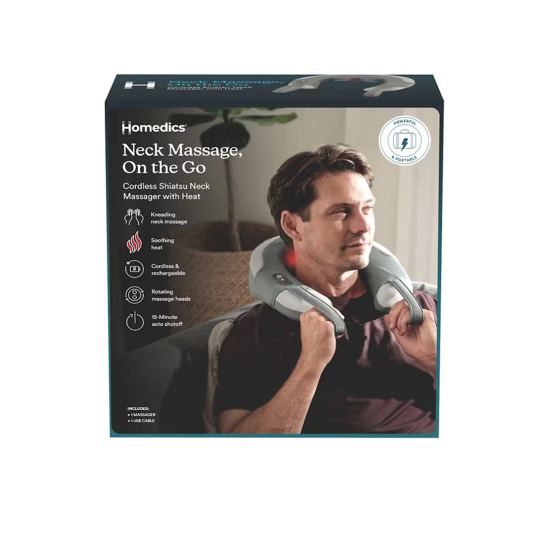 Homedics Shiatsu Rechargeable Neck Massager with Heat