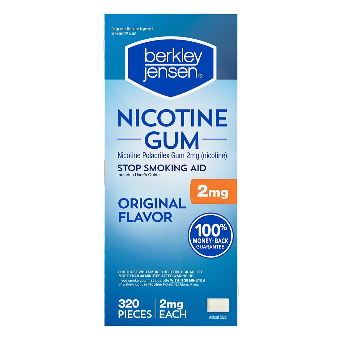 Berkley Jensen 2mg Uncoated Nicotine Gum, 320 ct. 1 Berkley Jensen 2mg Uncoated Nicotine Gum, 320 ct.