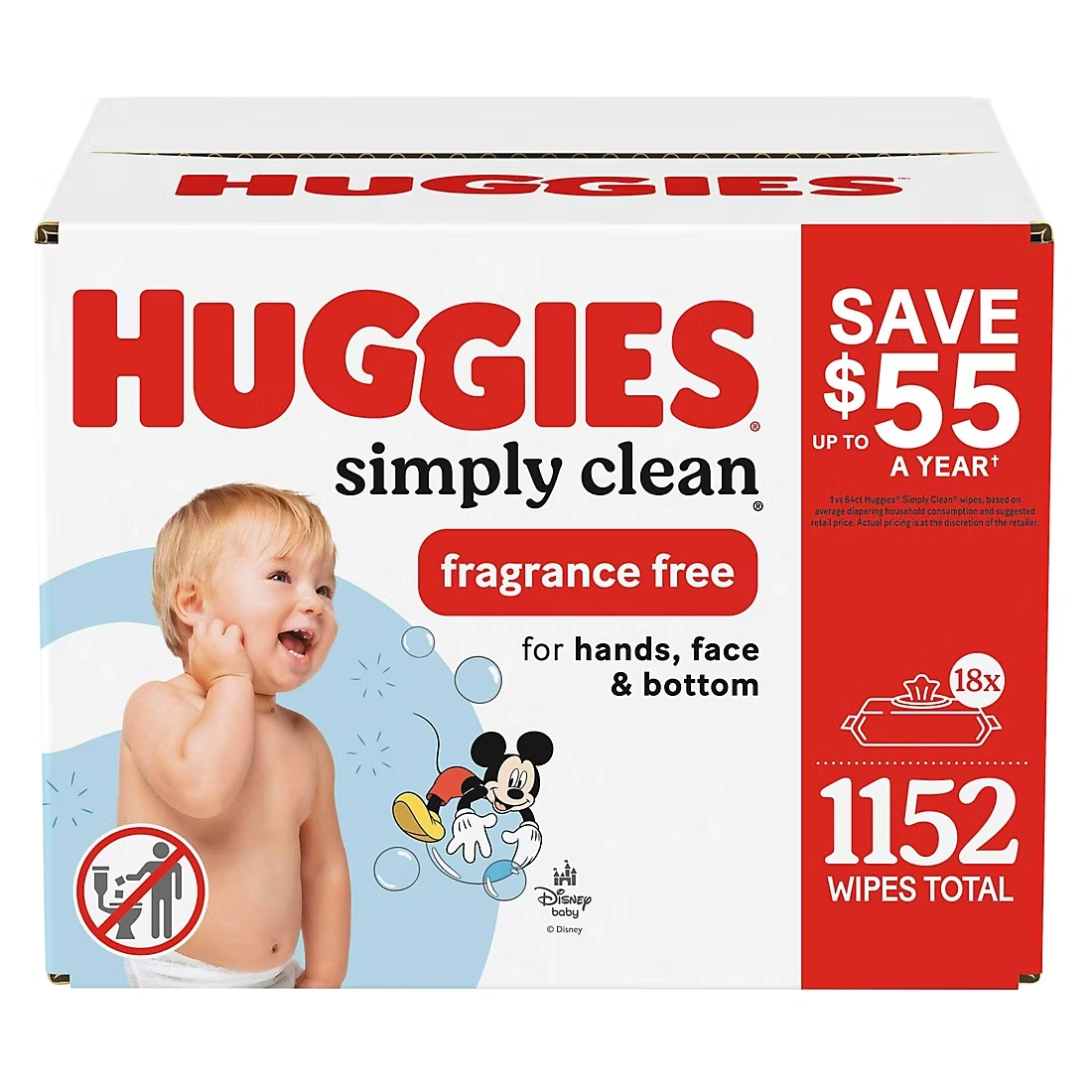 Huggies Simply Clean Baby Wipes - Unscented, 18 pk./1152 ct.