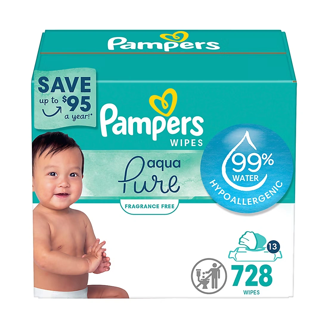Pampers Aqua Pure Sensitive Baby Wipes with Pop-Top, 13 pk./728 ct. 1 Pampers Aqua Pure Sensitive Baby Wipes with Pop-Top, 13 pk./728 ct.