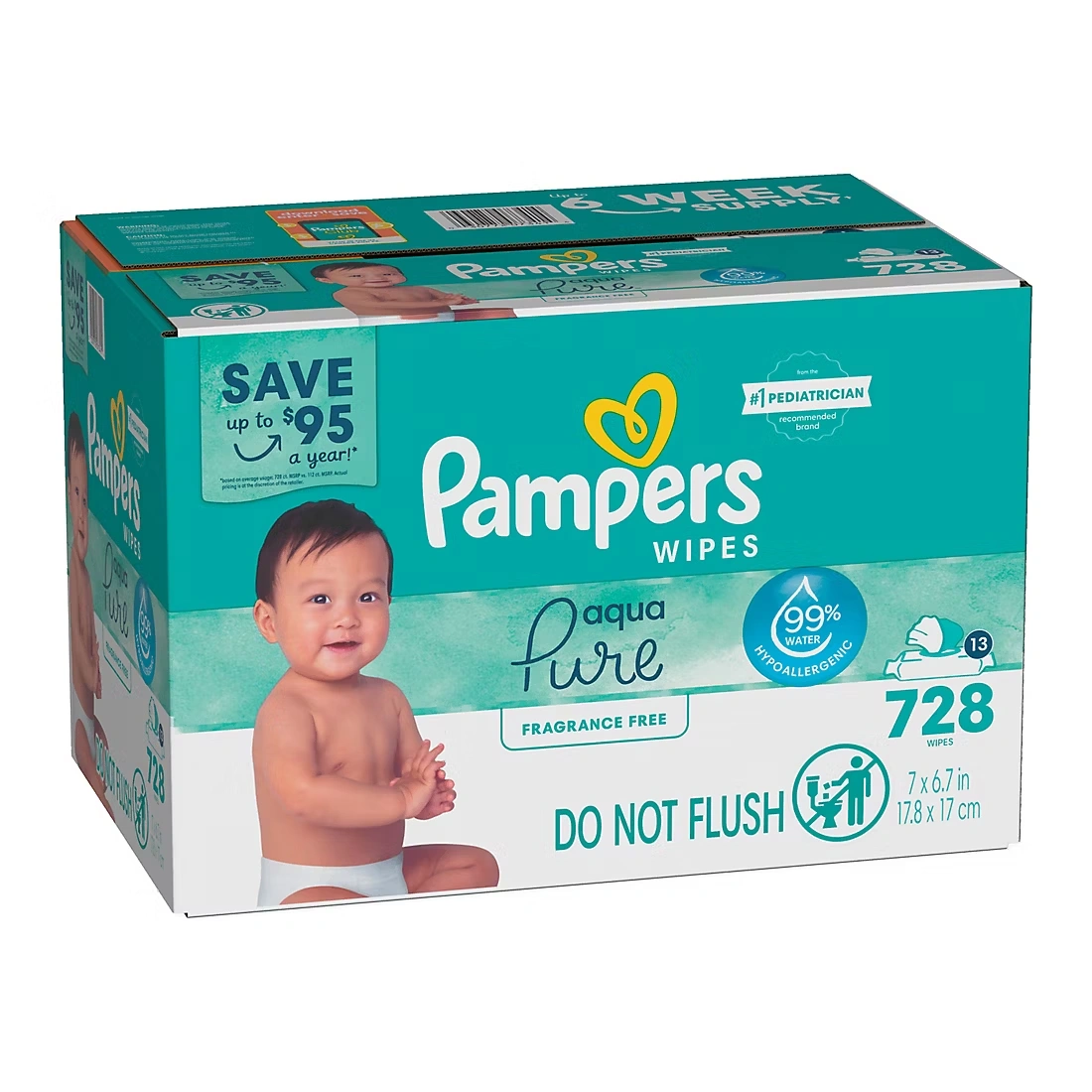 Pampers Aqua Pure Sensitive Baby Wipes with Pop-Top, 13 pk./728 ct. 2 Pampers Aqua Pure Sensitive Baby Wipes with Pop-Top, 13 pk./728 ct.