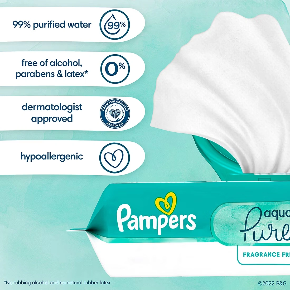 Pampers Aqua Pure Sensitive Baby Wipes with Pop-Top, 13 pk./728 ct. 4 Pampers Aqua Pure Sensitive Baby Wipes with Pop-Top, 13 pk./728 ct.