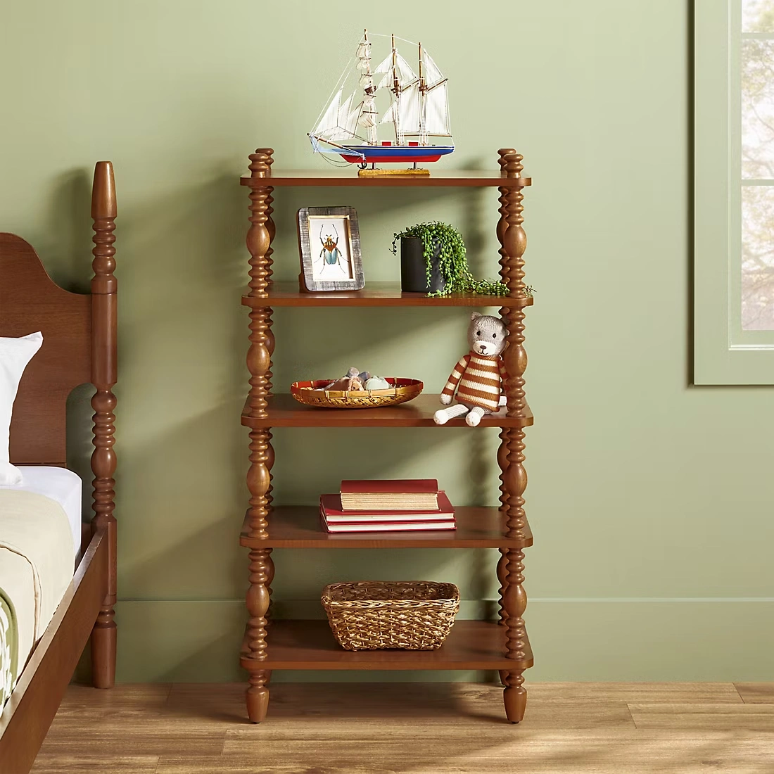Vivienne Walker Edison EZ Assembly Solid Wood Spindle Short Bookshelf
