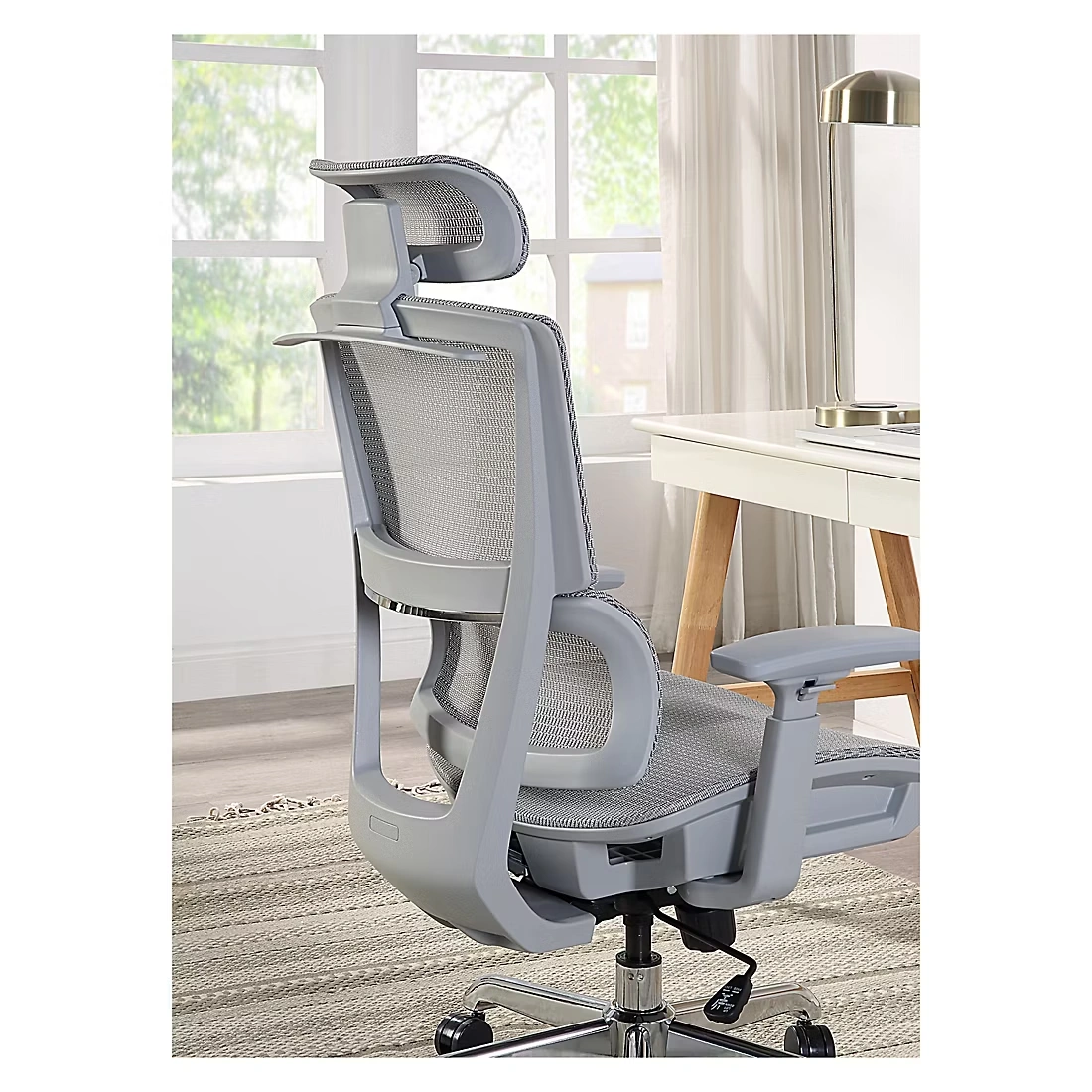 Berkley Jensen Ergonomic Mesh Office Chair With Headrest and Footrest - Gray