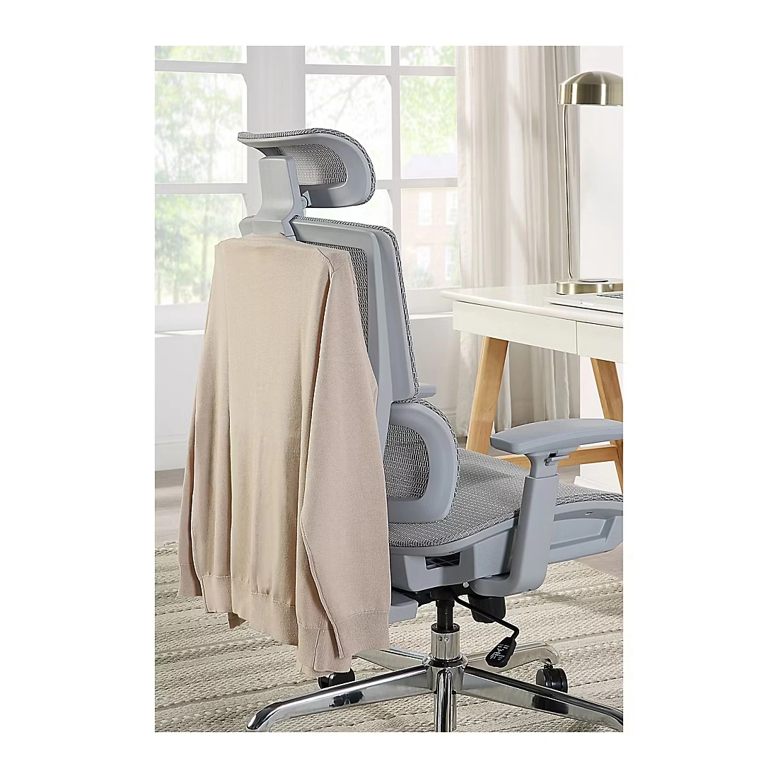 Berkley Jensen Ergonomic Mesh Office Chair With Headrest and Footrest - Gray