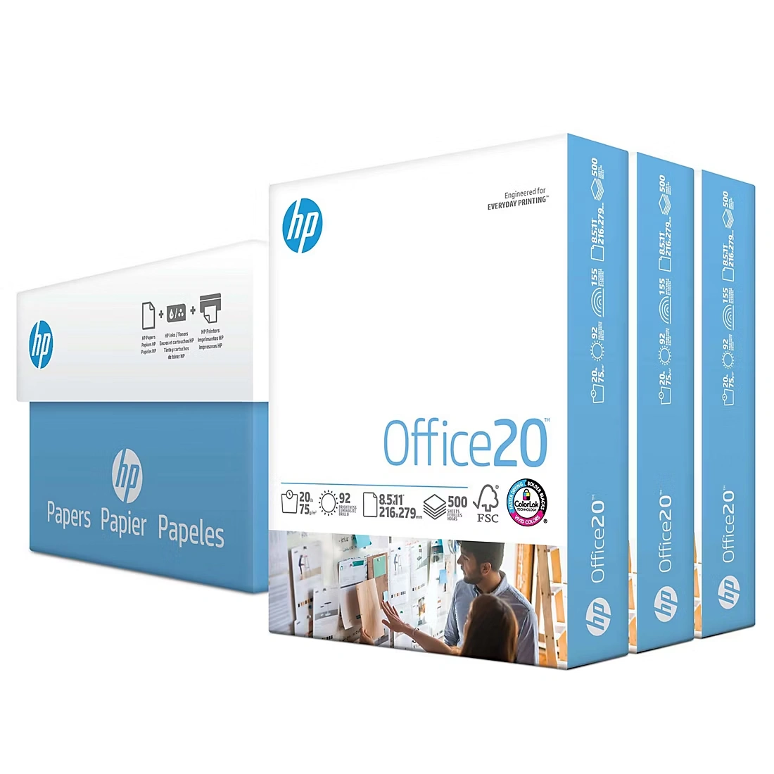 HP White Office Copy Paper, 92 Brightness, 20 lbs., Letter, 3 Reams, 1,500 sheets 4 HP White Office Copy Paper, 92 Brightness, 20 lbs., Letter, 3 Reams, 1,500 sheets