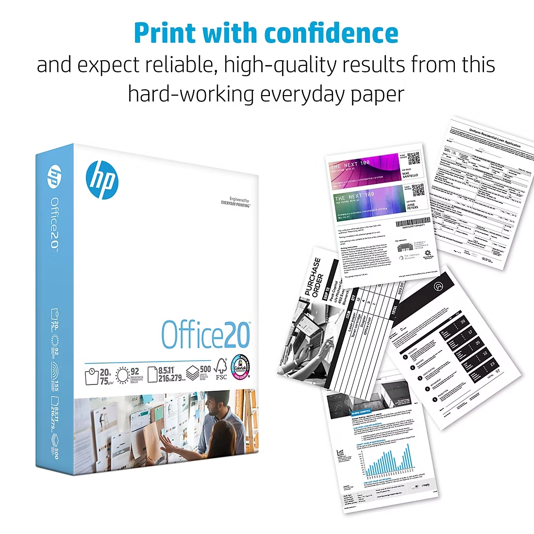 HP White Office Copy Paper, 92 Brightness, 20 lbs., Letter, 3 Reams, 1,500 sheets 6 HP White Office Copy Paper, 92 Brightness, 20 lbs., Letter, 3 Reams, 1,500 sheets
