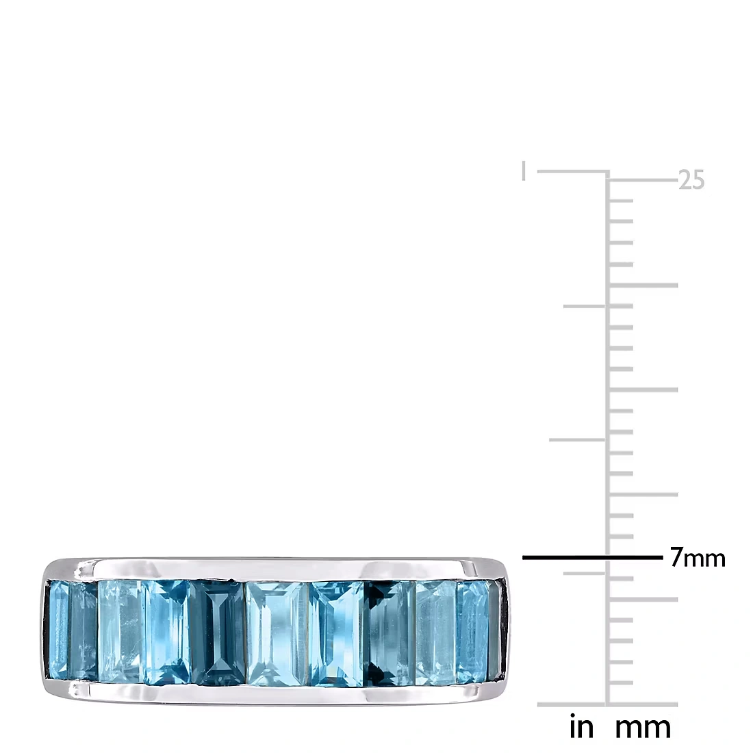 3 ct. TGW Multi-Blue Topaz Baguette Semi-Eternity Ring in Sterling Silver 2 3 ct. TGW Multi-Blue Topaz Baguette Semi-Eternity Ring in Sterling Silver