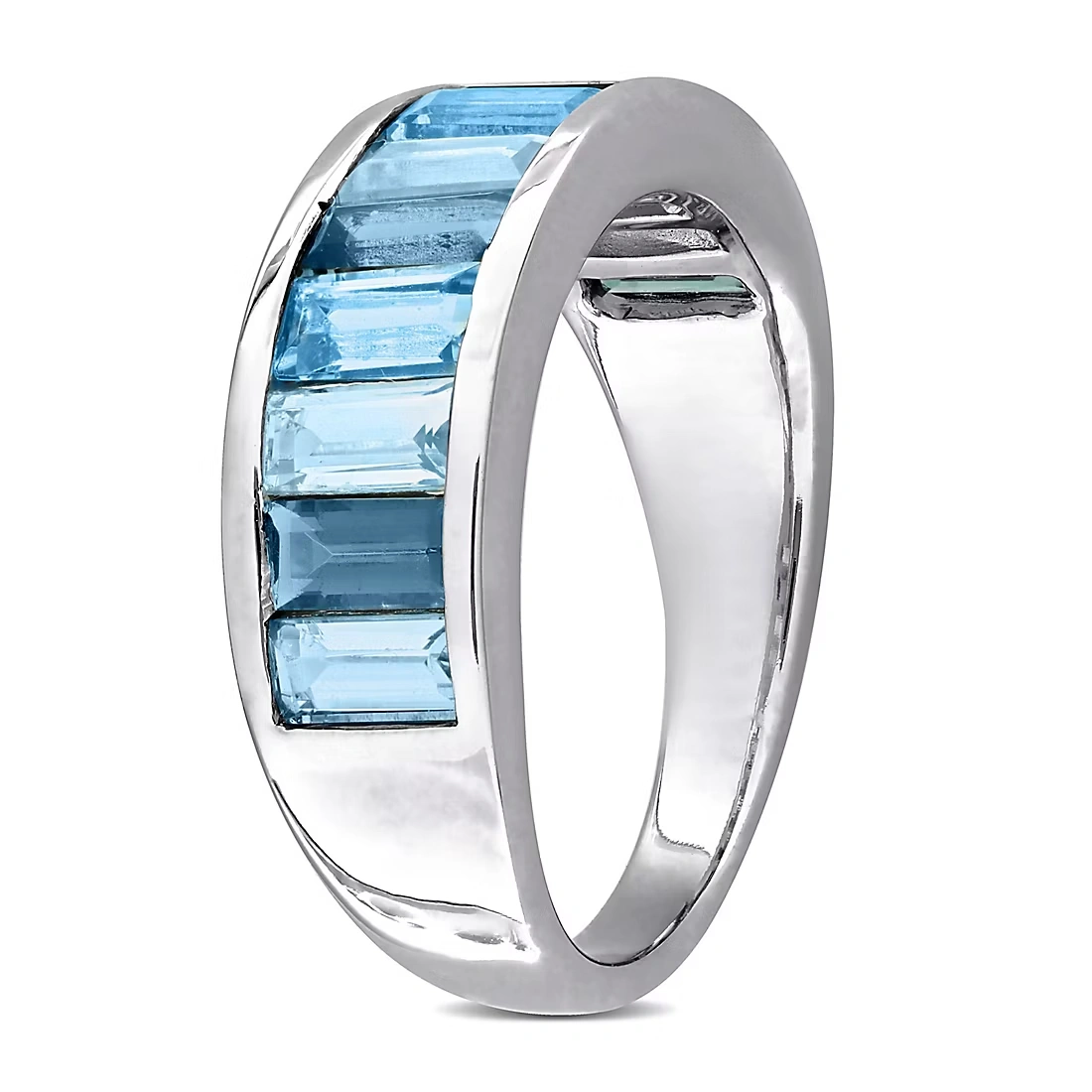3 ct. TGW Multi-Blue Topaz Baguette Semi-Eternity Ring in Sterling Silver 4 3 ct. TGW Multi-Blue Topaz Baguette Semi-Eternity Ring in Sterling Silver