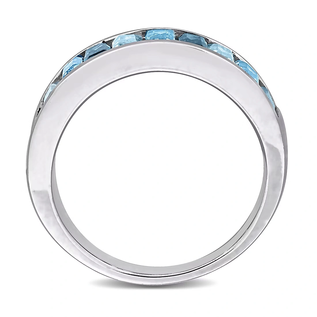 3 ct. TGW Multi-Blue Topaz Baguette Semi-Eternity Ring in Sterling Silver 5 3 ct. TGW Multi-Blue Topaz Baguette Semi-Eternity Ring in Sterling Silver