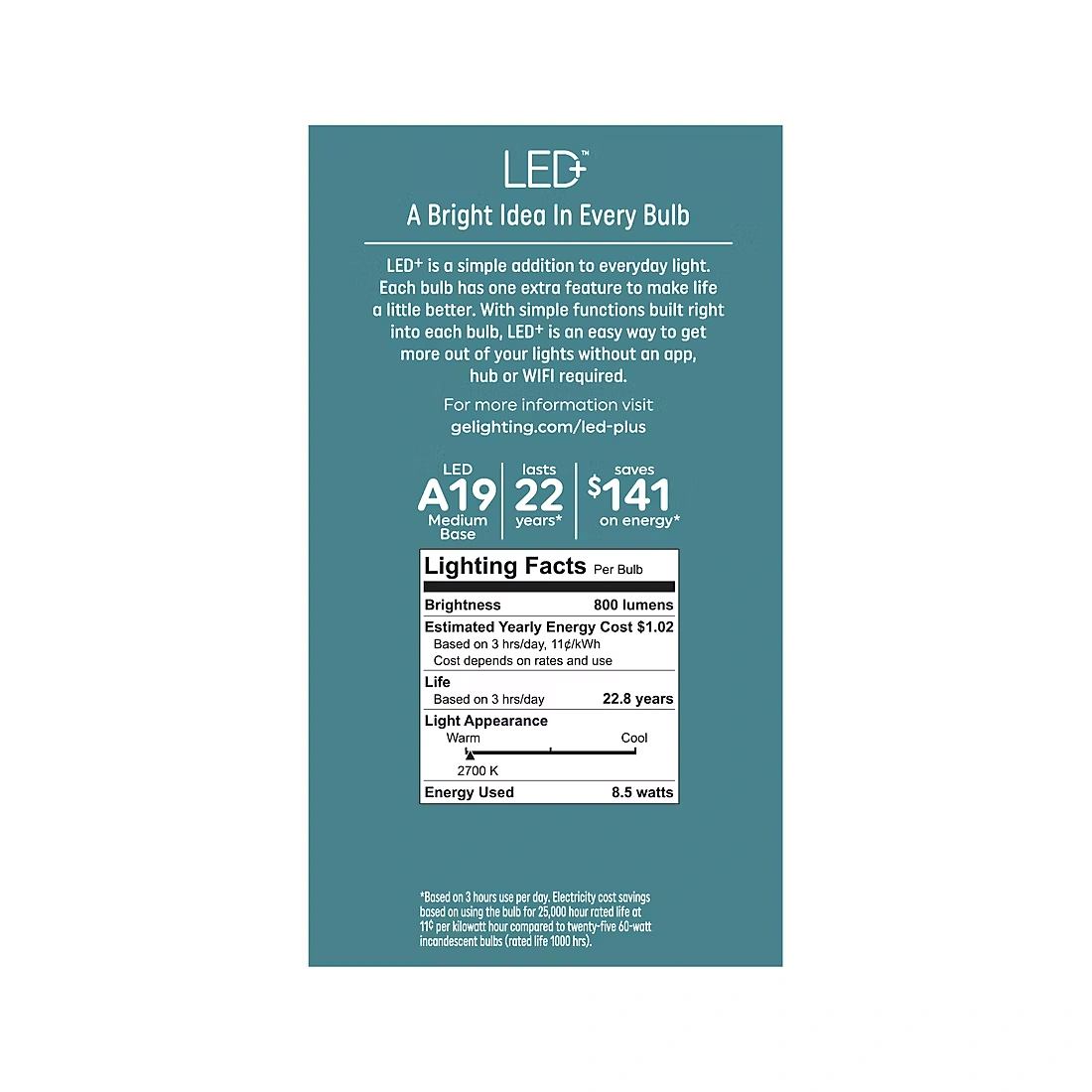 GE 8.5W LED+ A19 Light Bulbs, 2 pk. – Dusk to Dawn