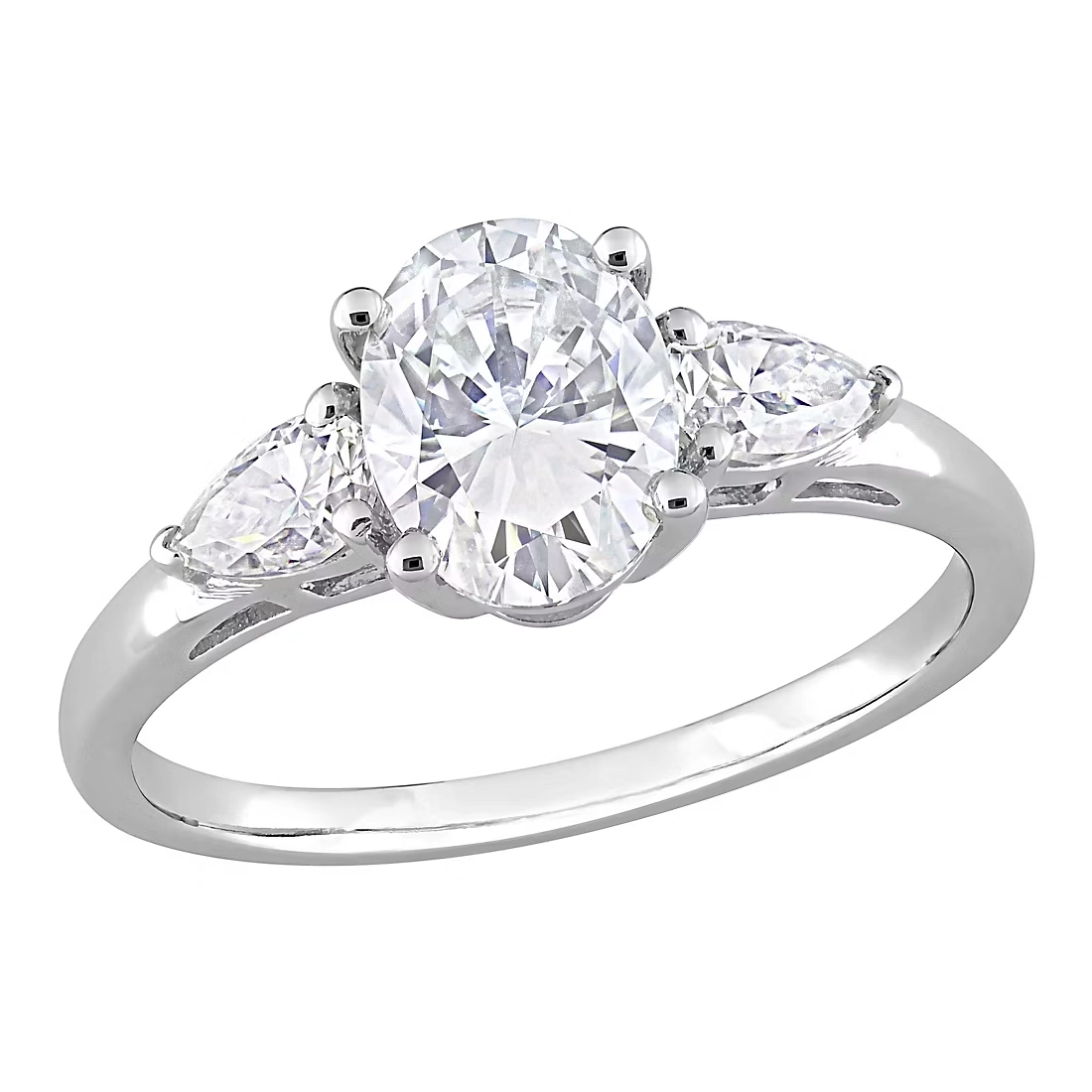 1.75 ct. DEW Created Moissanite 3-Stone Engagement Ring in Sterling Silver