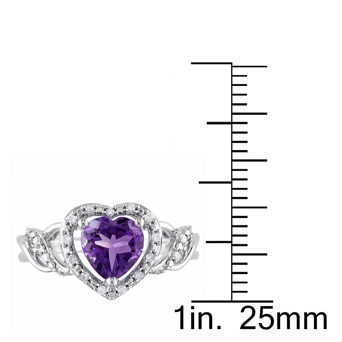 .1 ct. t.w. Diamond and Amethyst Open Heart Crossover Ring in Sterling Silver