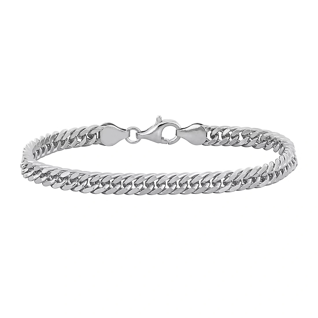 Men's Double Curb Link Bracelet in Sterling Silver - 9\"