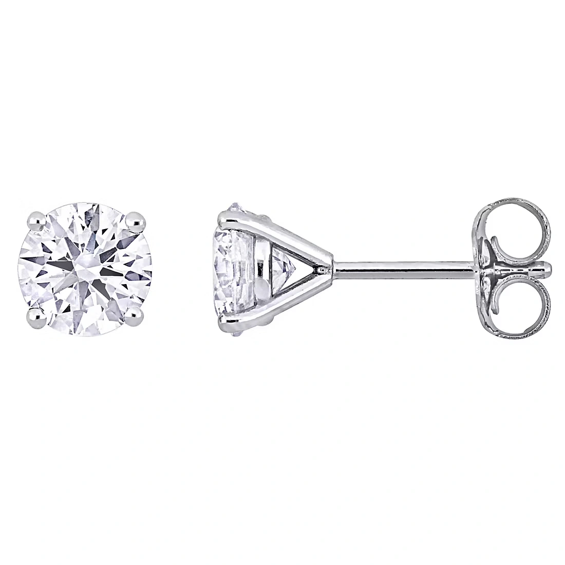 2 ct. t.w. Lab-Grown Diamond Martini Style Solitaire Stud Earrings in 14k White Gold