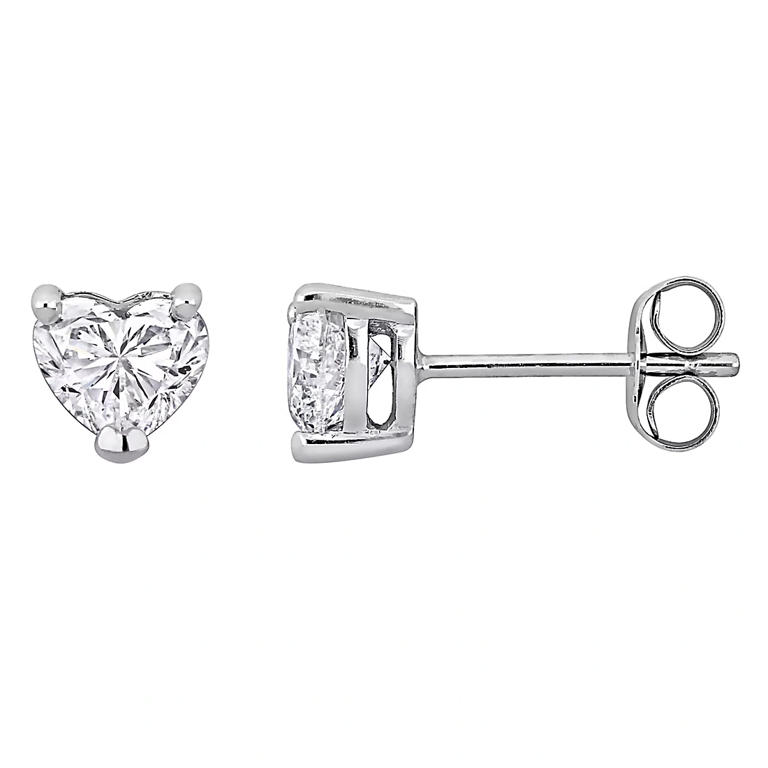 1 ct. t.w. Lab-Grown Diamond Heart Stud Earrings in 14k White Gold