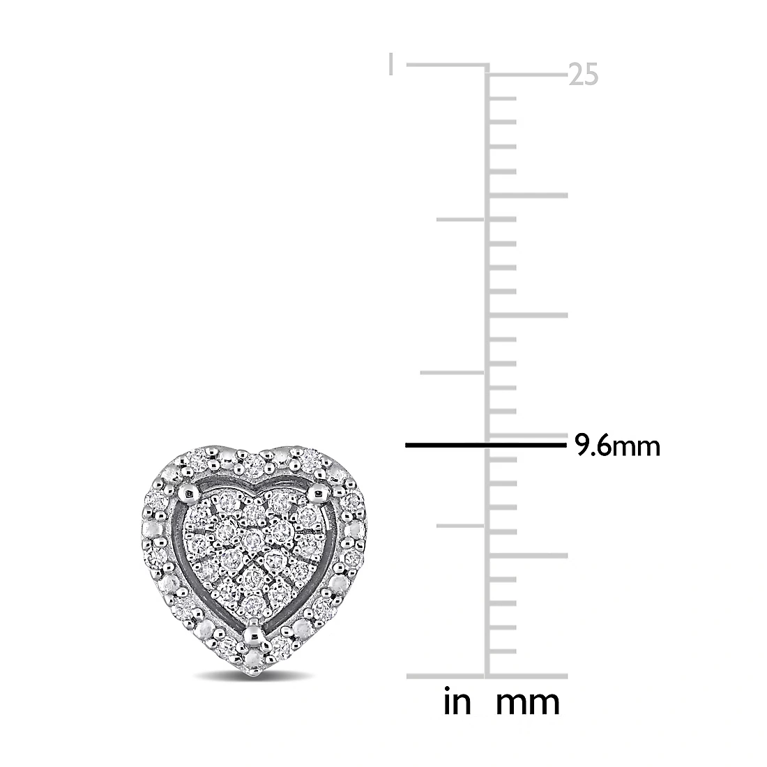 0.33 ct. t.w. Diamond Heart Halo Stud Earrings in Sterling Silver