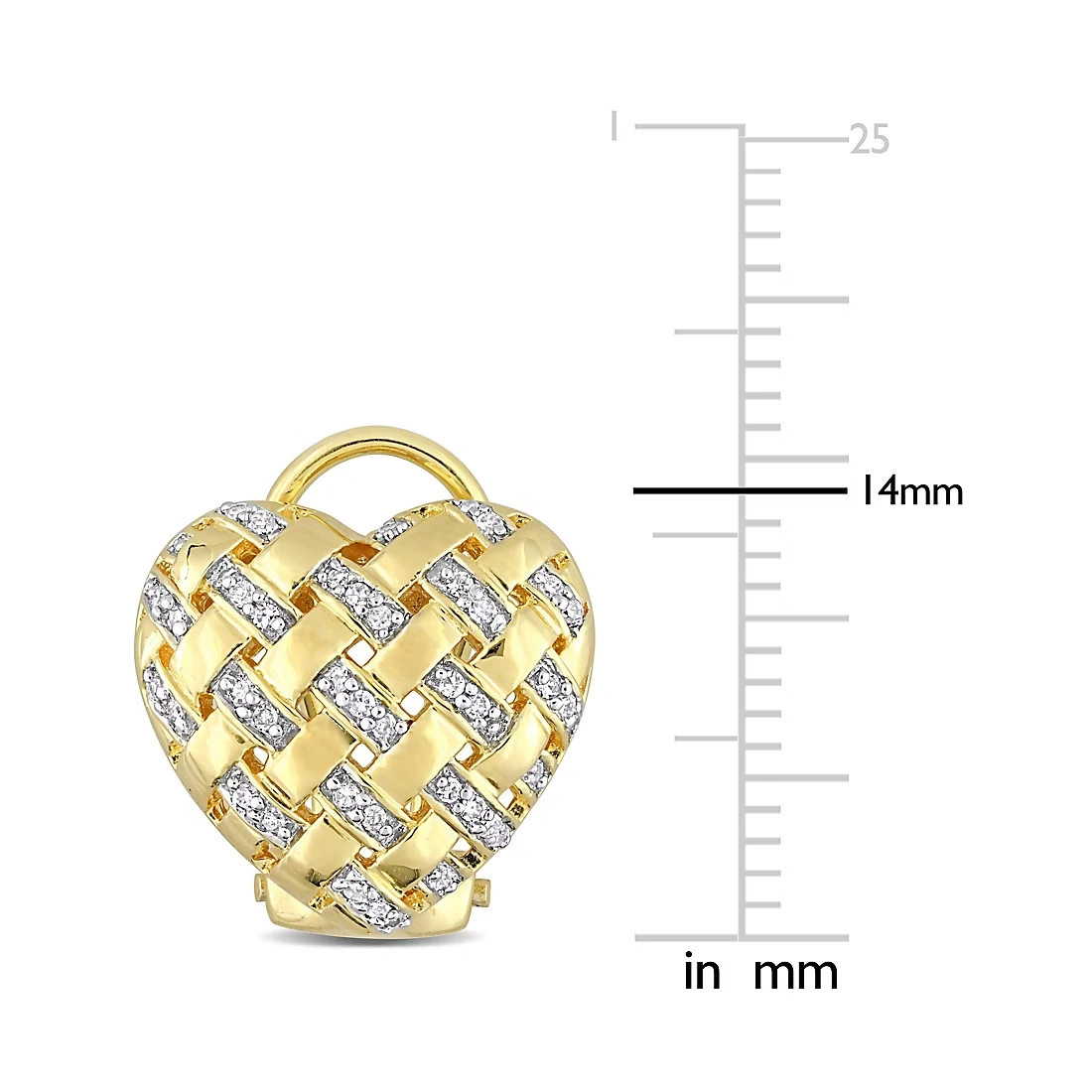 0.25 ct. t.w. Diamond Lattice Heart Earrings in Yellow Plated Sterling Silver
