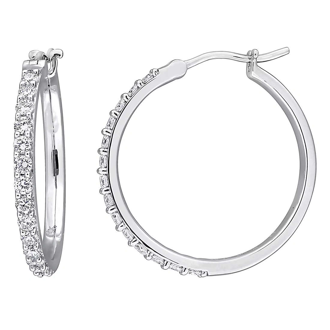 1 ct. t.w. Lab-Grown Diamond Hoop Earrings in Sterling Silver