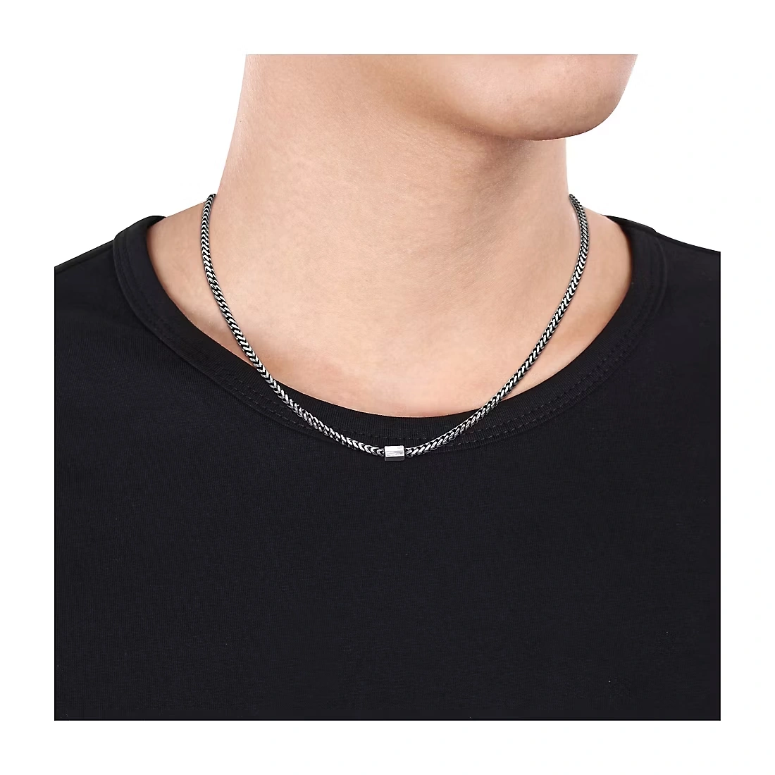 Men's Franco Link Necklace in Oxidized Sterling Silver - 20\"
