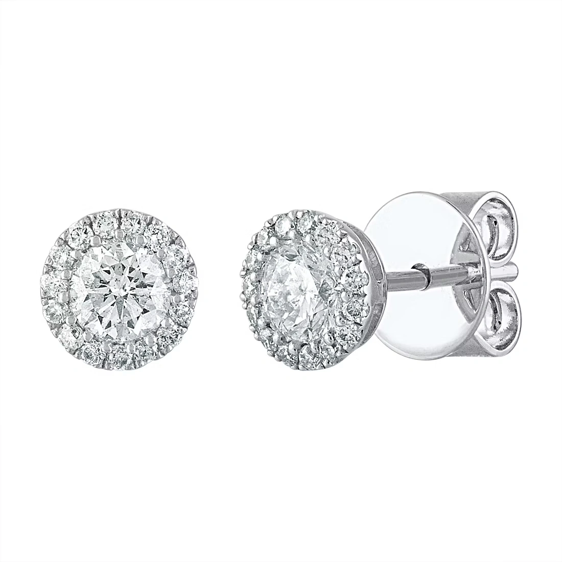 .50 ct. t.w. Round Diamond Solitaire Halo Stud Earrings in 14k White Gold