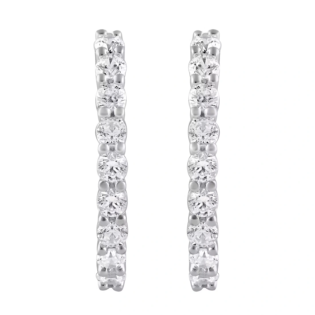 1 ct. t.w. Round Cut Diamond Hoop Earrings in 14k White Gold 3 1 ct. t.w. Round Cut Diamond Hoop Earrings in 14k White Gold