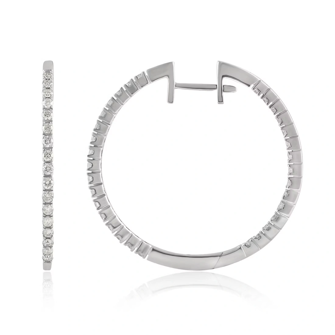 .75 ct. t.w. Diamond Hoop Earrings in 14k White Gold