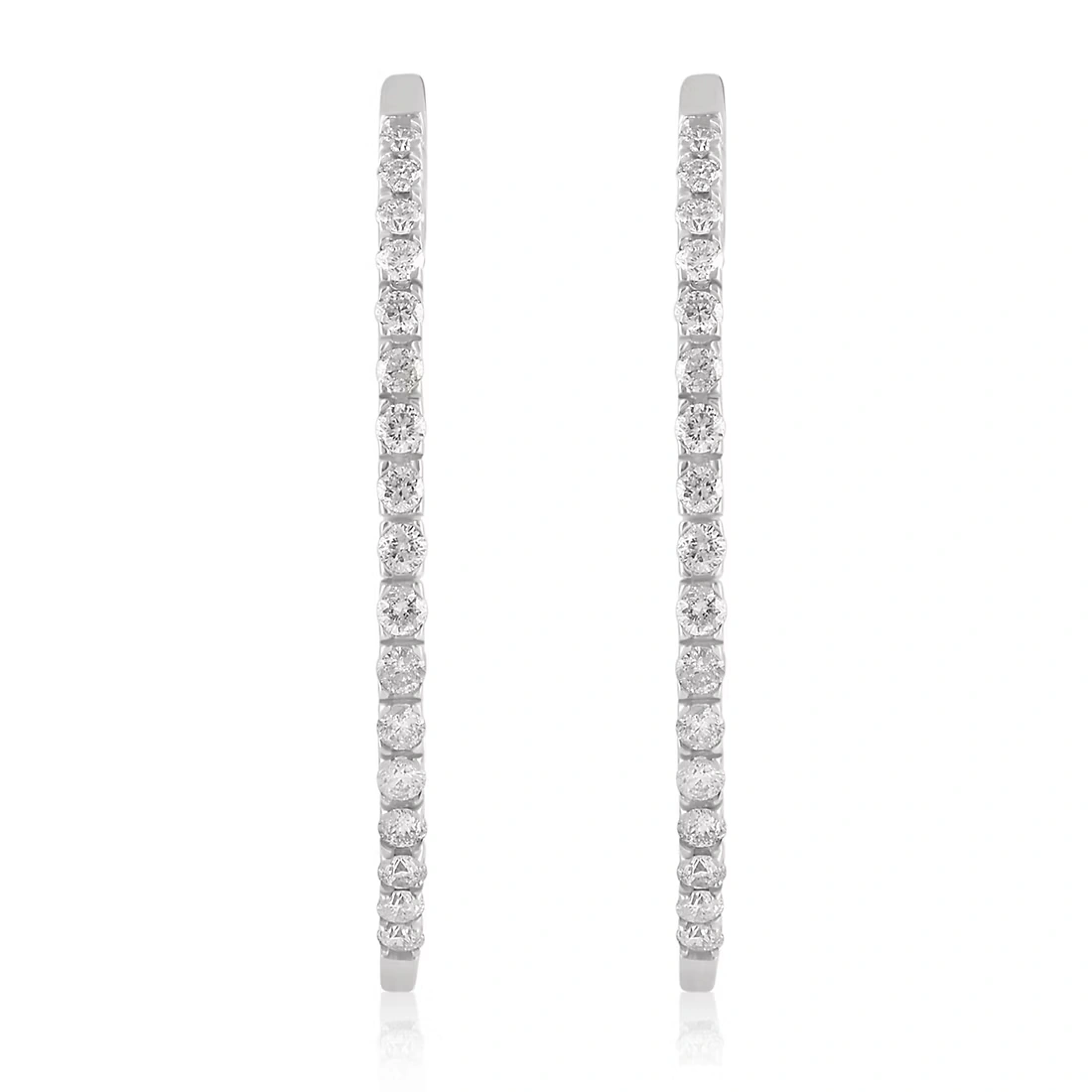 1.50 ct. t.w. Diamond Hoop Earrings in 14k White Gold