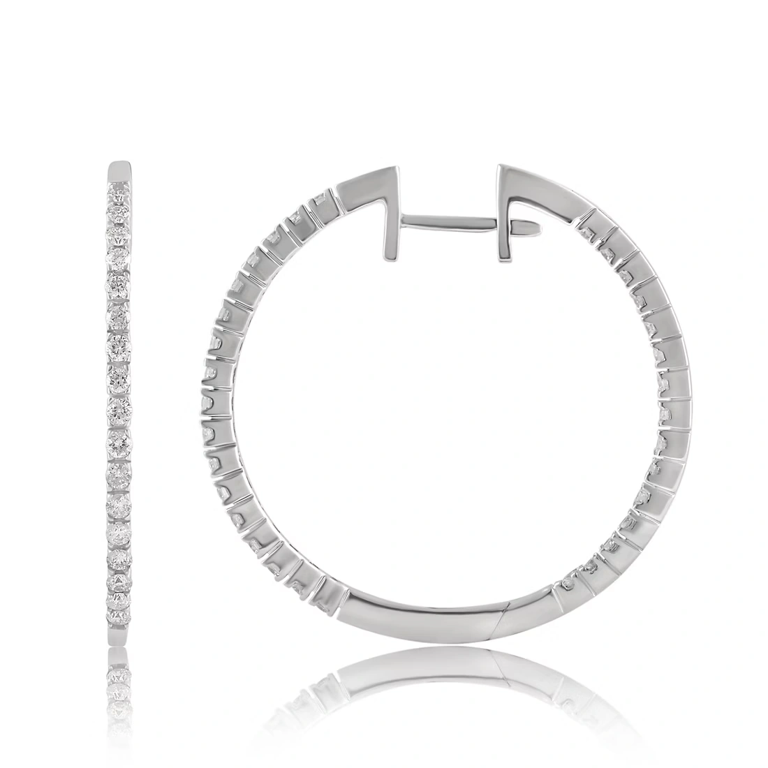 1.50 ct. t.w. Diamond Hoop Earrings in 14k White Gold