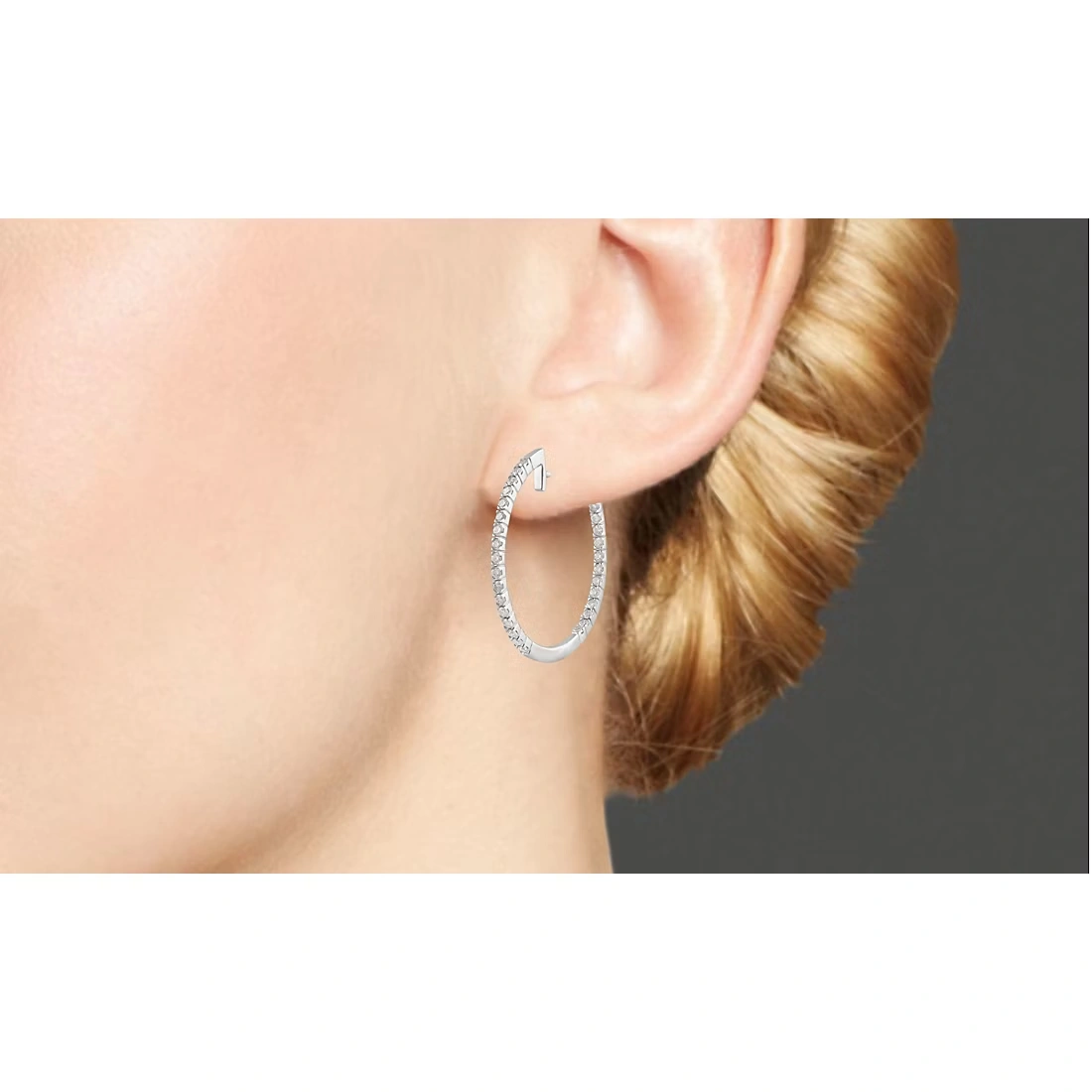 1.50 ct. t.w. Diamond Hoop Earrings in 14k White Gold