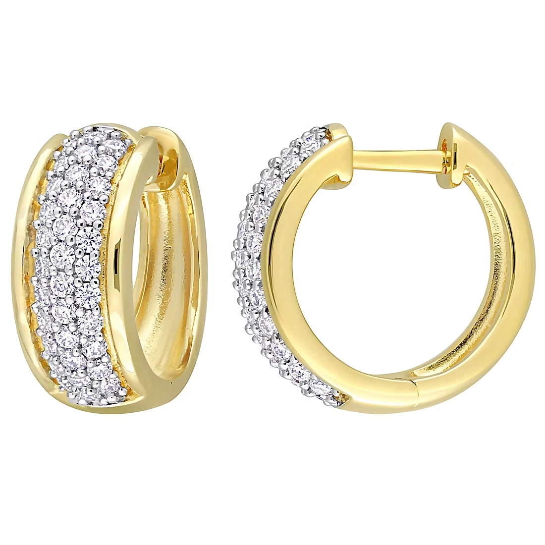 0.5 ct. DEW Moissanite Hoop Earrings in Yellow Plated Silver