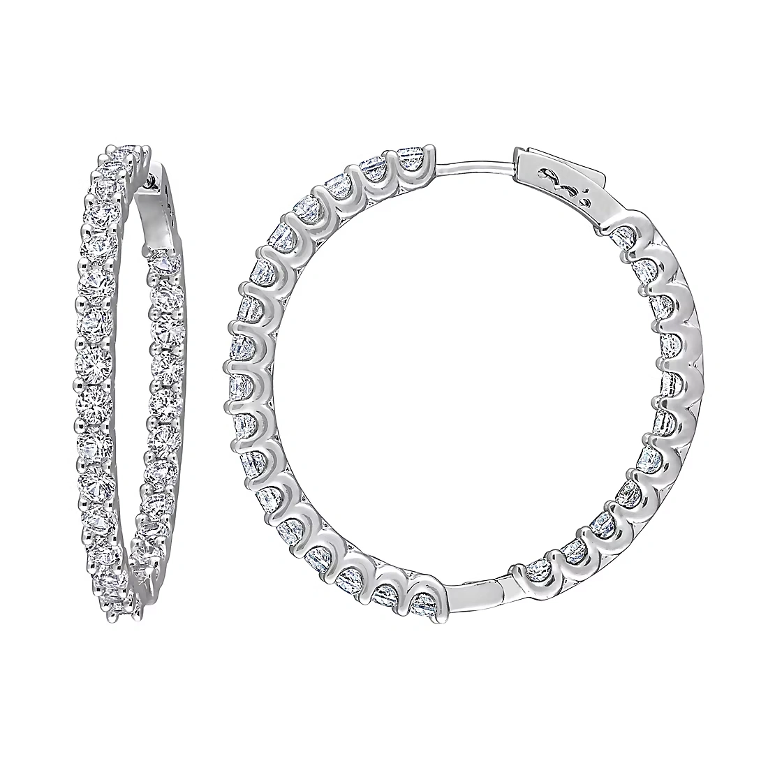 8.35 ct. TGW Created White Sapphire Inside-Outside Hoop Earrings in Sterling Silver