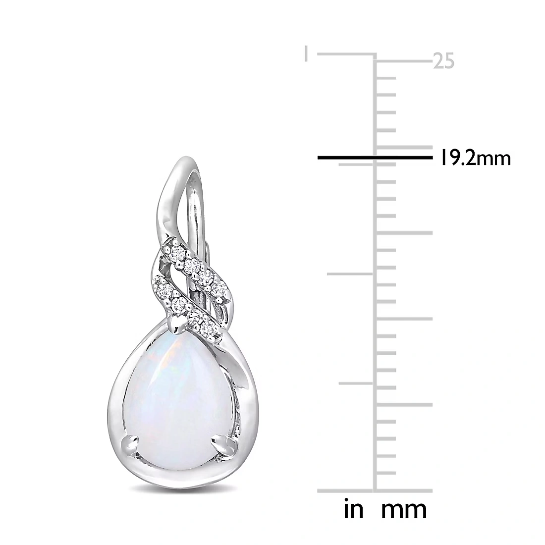 1.25 ct. t.g.w. Pear-Cut Opal and Diamond Accent Twist Earrings in 10k White Gold