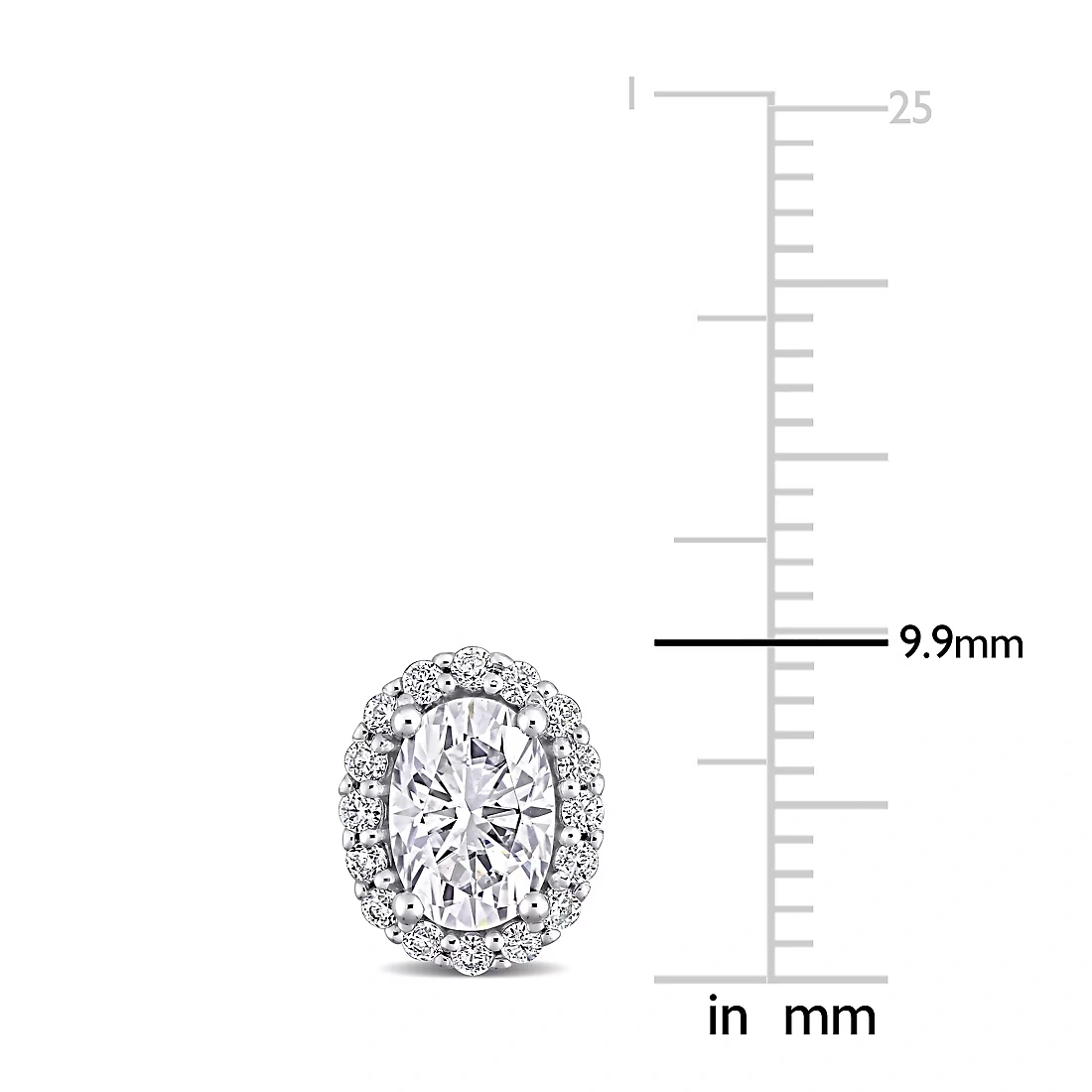 2.30 ct. DEW Moissanite Oval Halo Stud Earrings in 10k White Gold