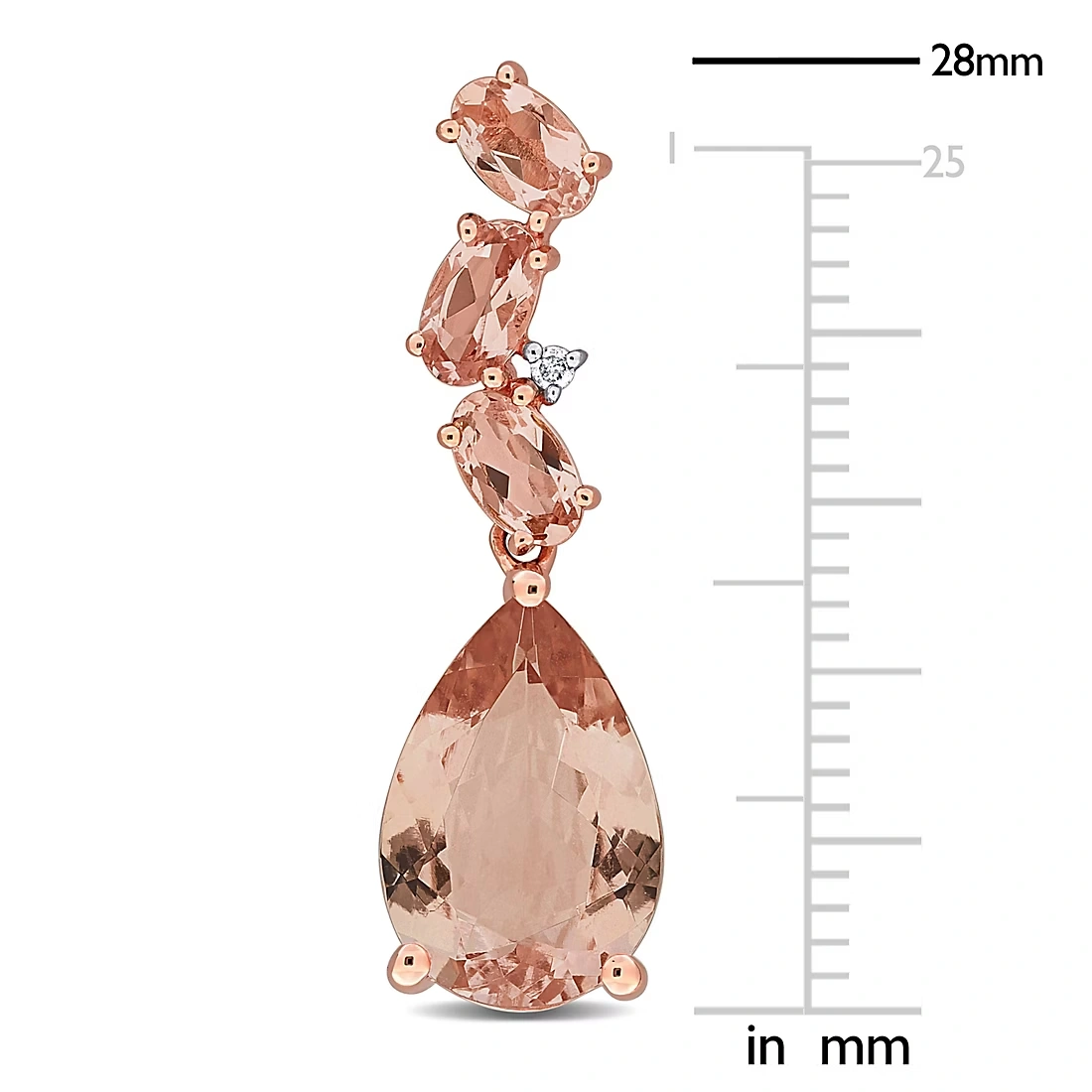 Morganite and Diamond Accent Teardrop Earrings in 10k Rose Gold 2 Morganite and Diamond Accent Teardrop Earrings in 10k Rose Gold