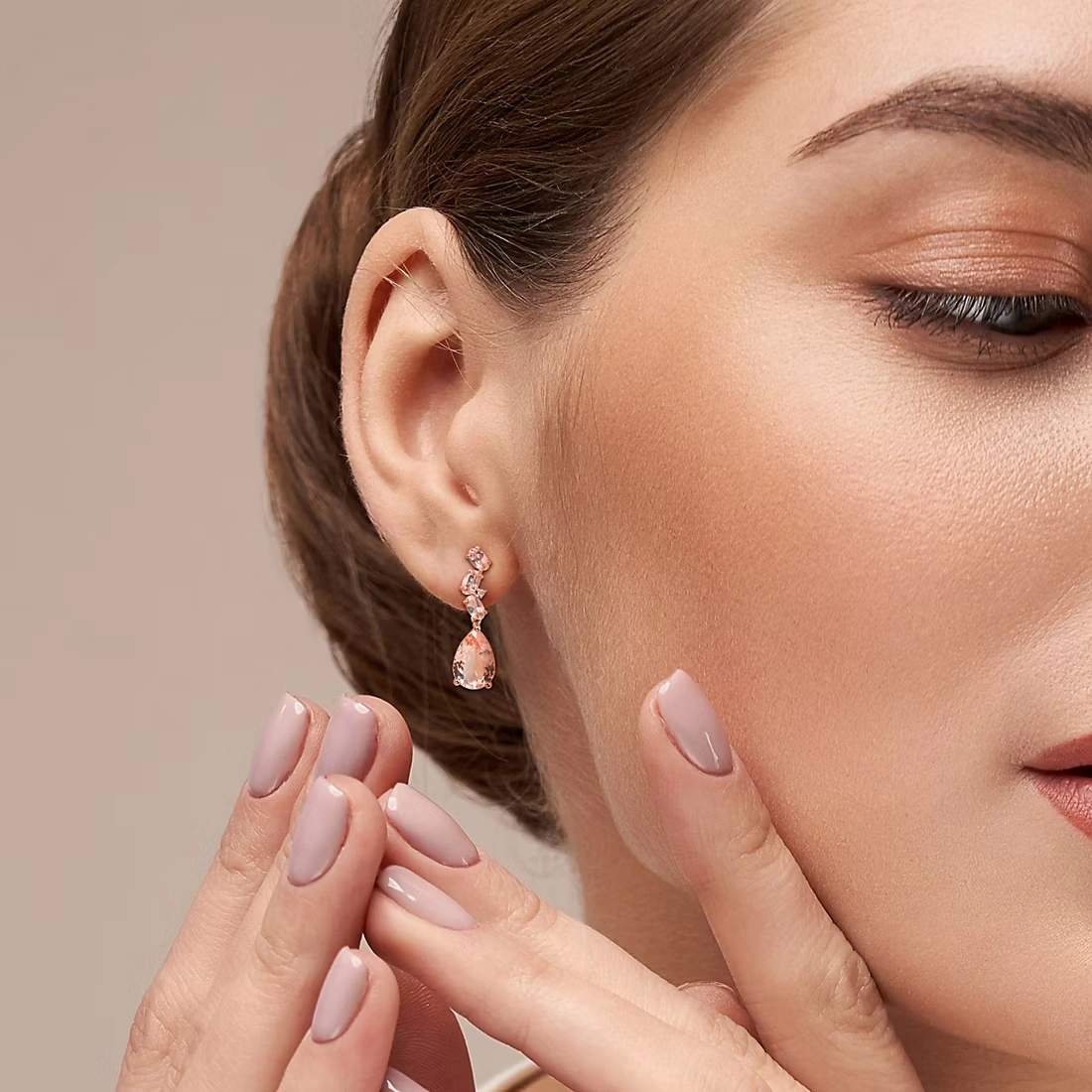 Morganite and Diamond Accent Teardrop Earrings in 10k Rose Gold 3 Morganite and Diamond Accent Teardrop Earrings in 10k Rose Gold
