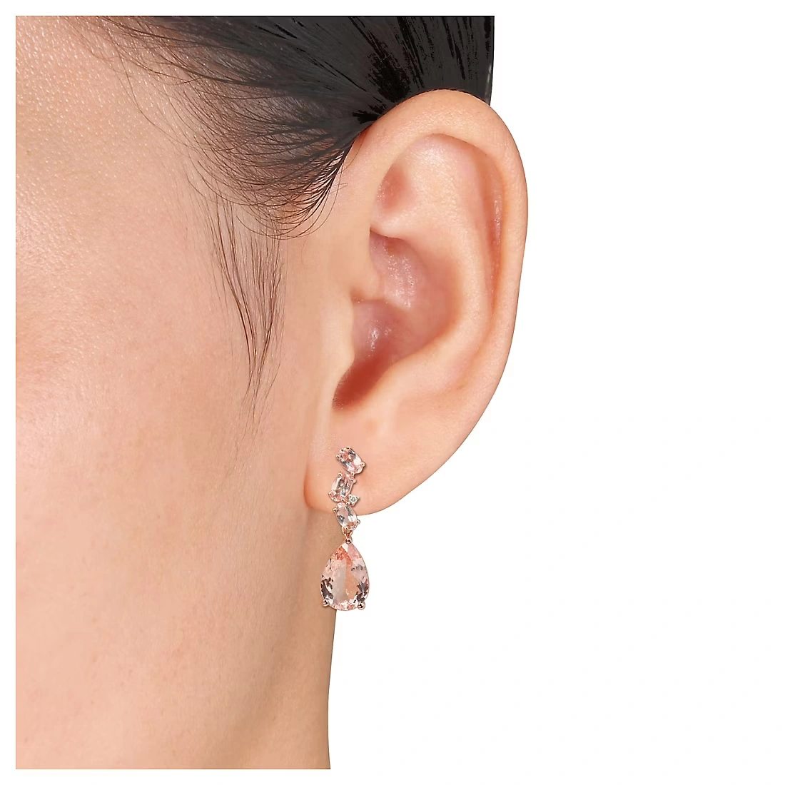 Morganite and Diamond Accent Teardrop Earrings in 10k Rose Gold 4 Morganite and Diamond Accent Teardrop Earrings in 10k Rose Gold