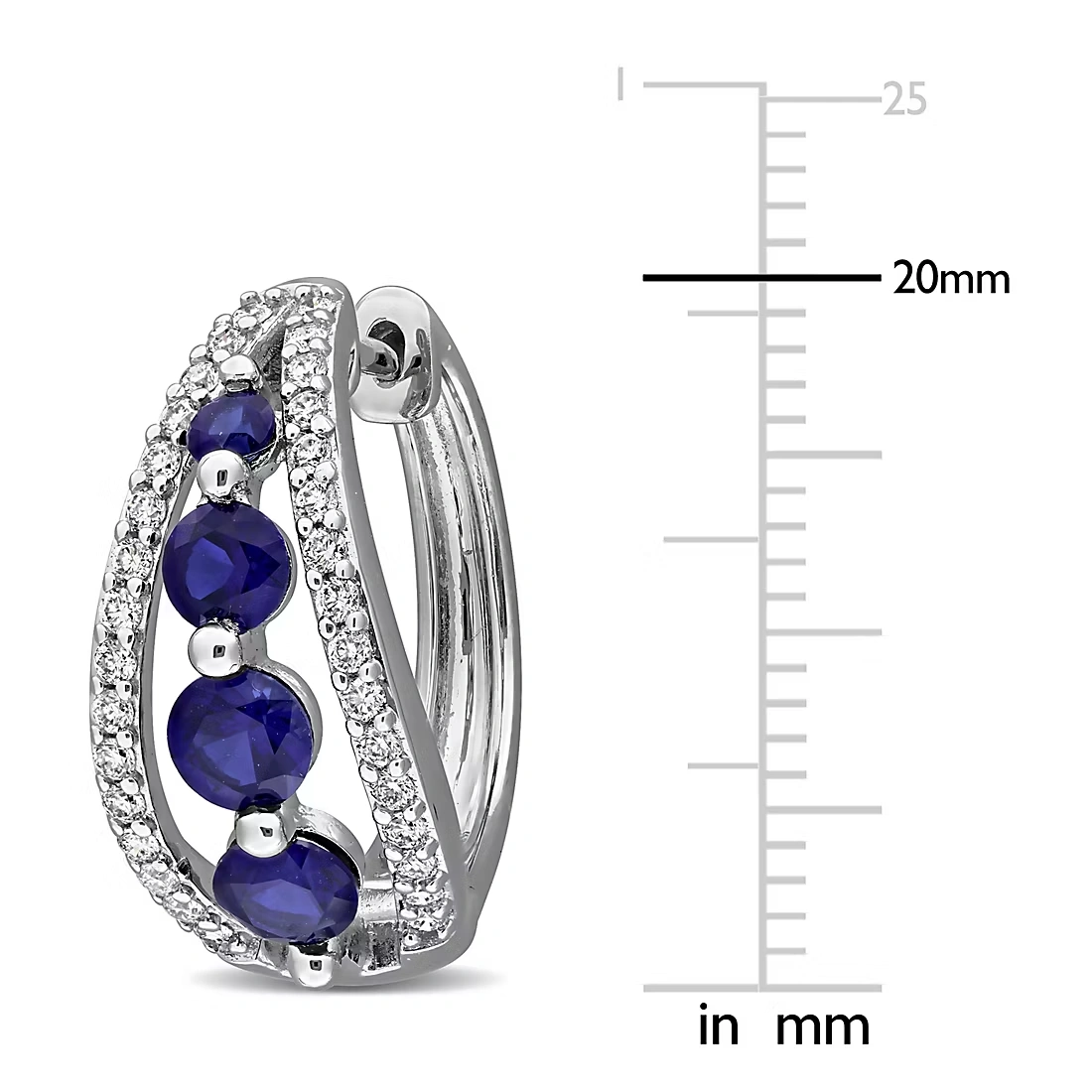 Created Sapphire & .5 ct. t.w. Lab-Grown Diamond Hoop Earrings in 14k White Gold
