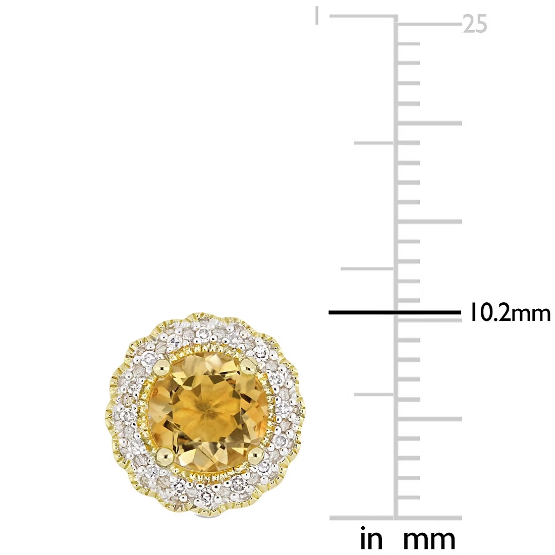 .1 ct. t.w. Diamond and Citrine Halo Stud Earrings in Yellow Plated Sterling Silver
