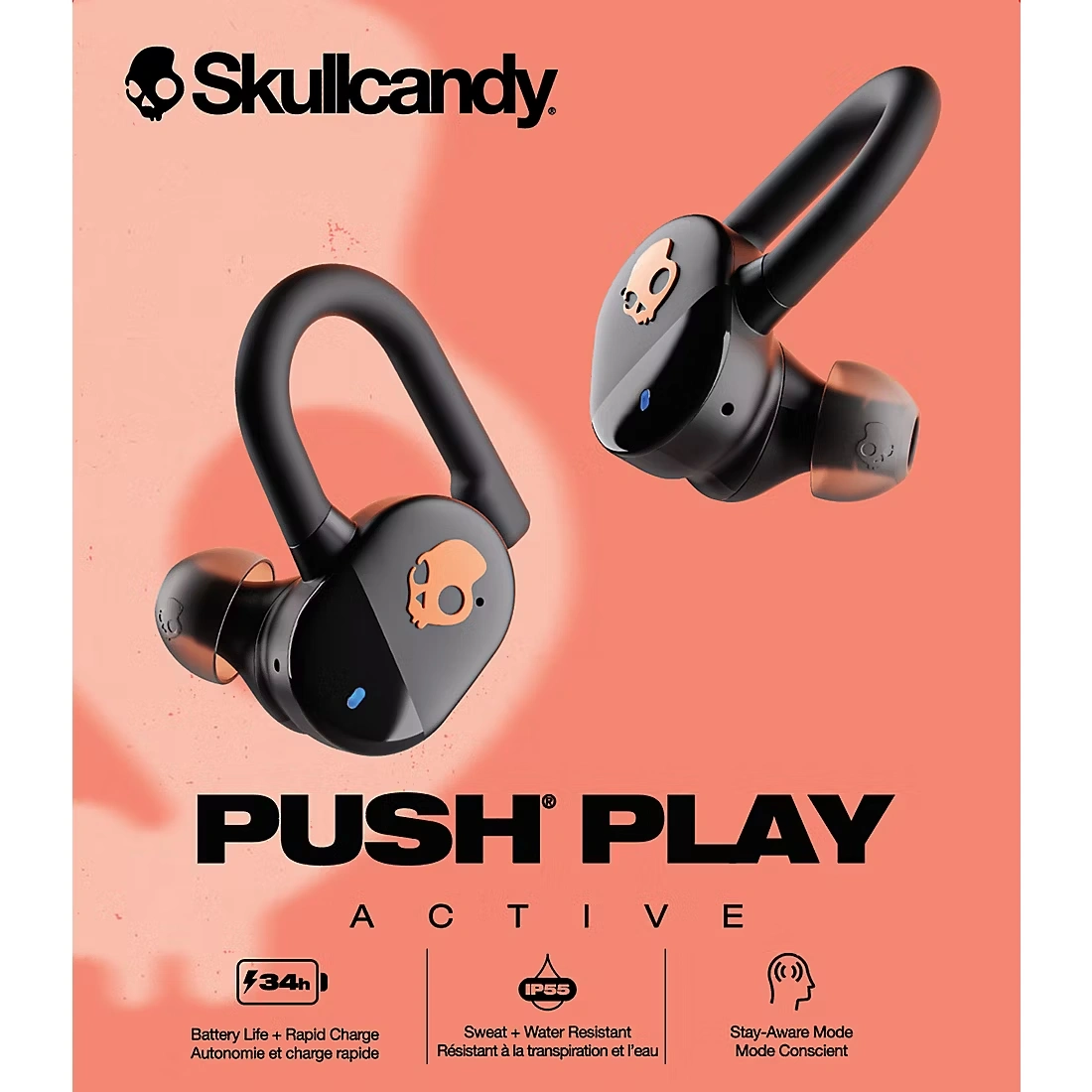 Skullcandy Push Play Active True Wireless In-ear Earbuds Black/Orange