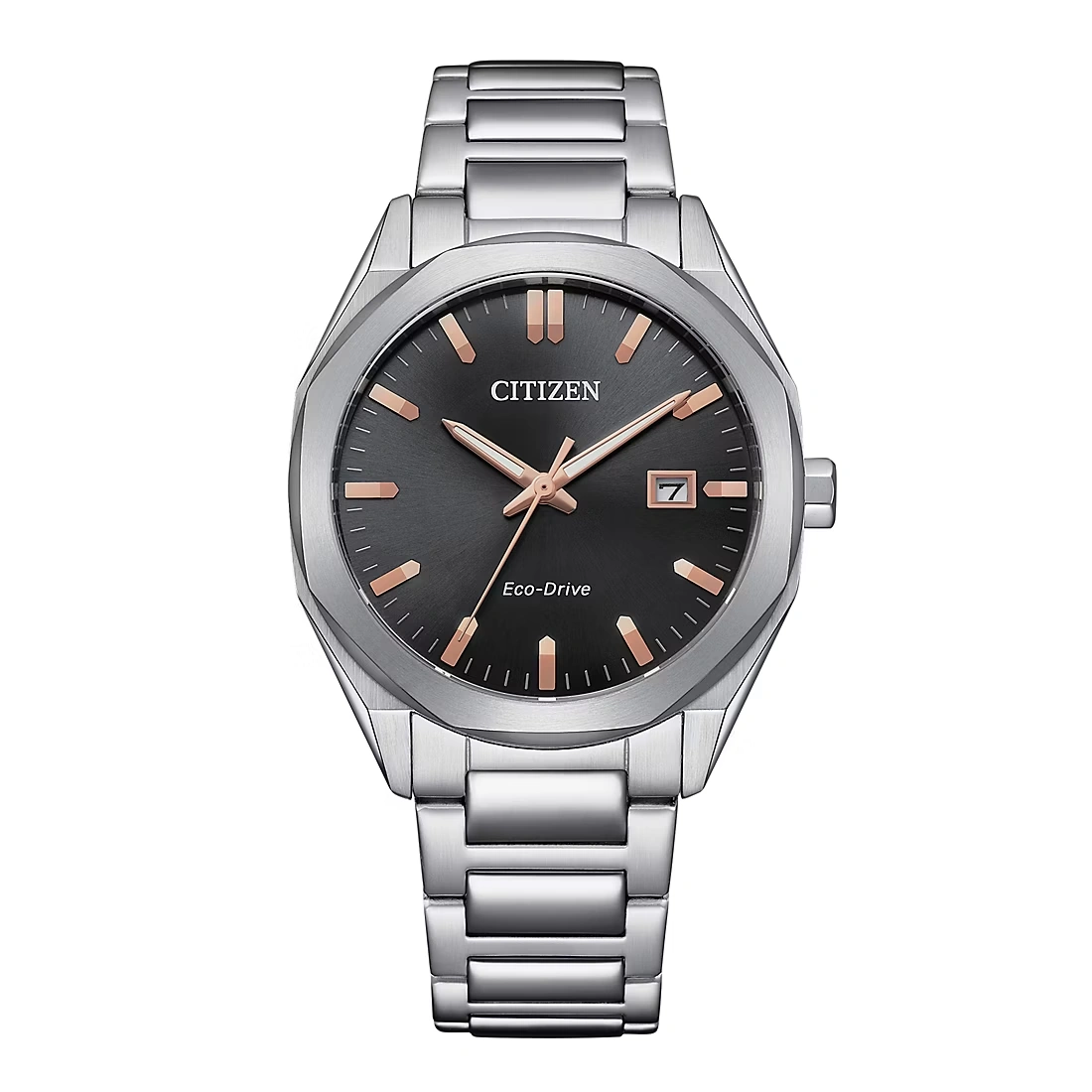 Citizen Classic Stainless Black Dial Men's Rosetone Accents Bracelet Watch