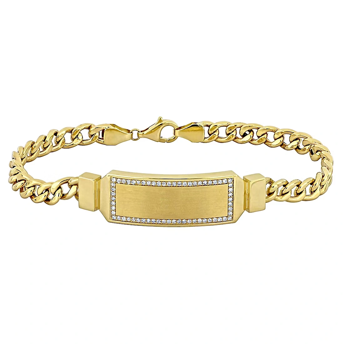 Men's Diamond Bar Bracelet in 14k Yellow Gold