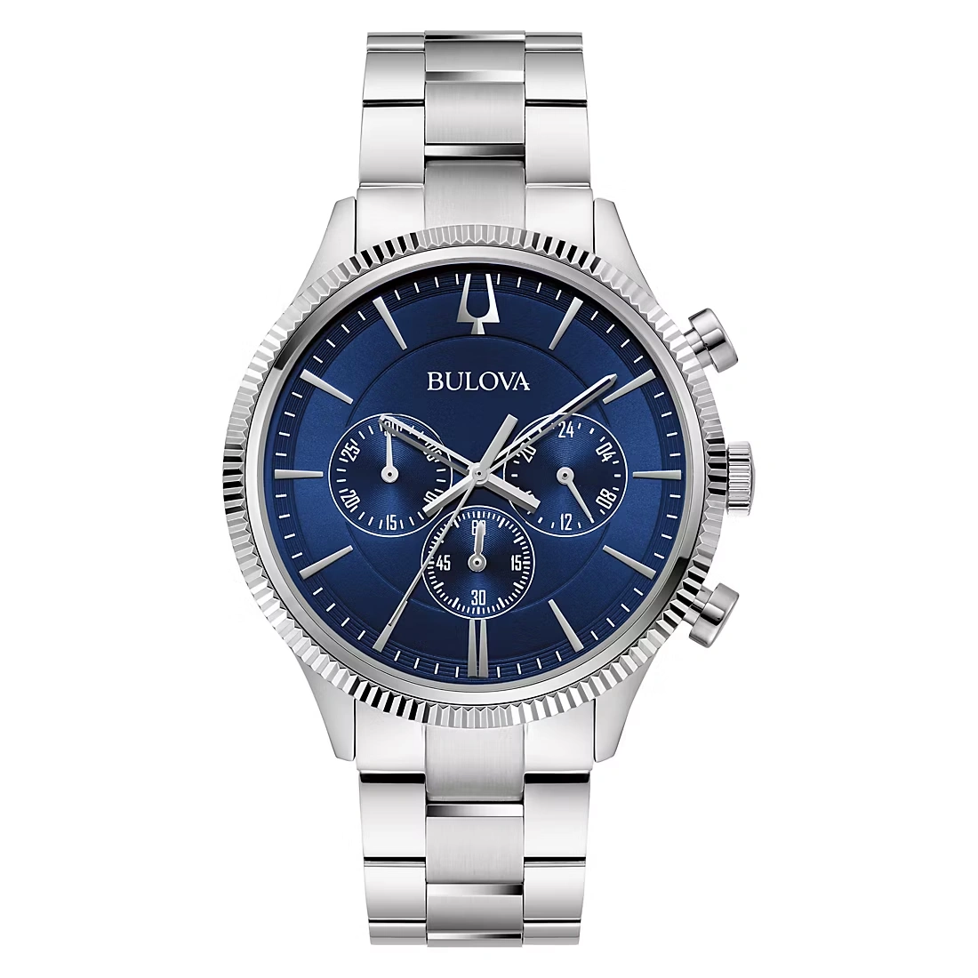 Bulova Classic Stainless 6-Hand Chrono Men's Blue Dial Bracelet Watch