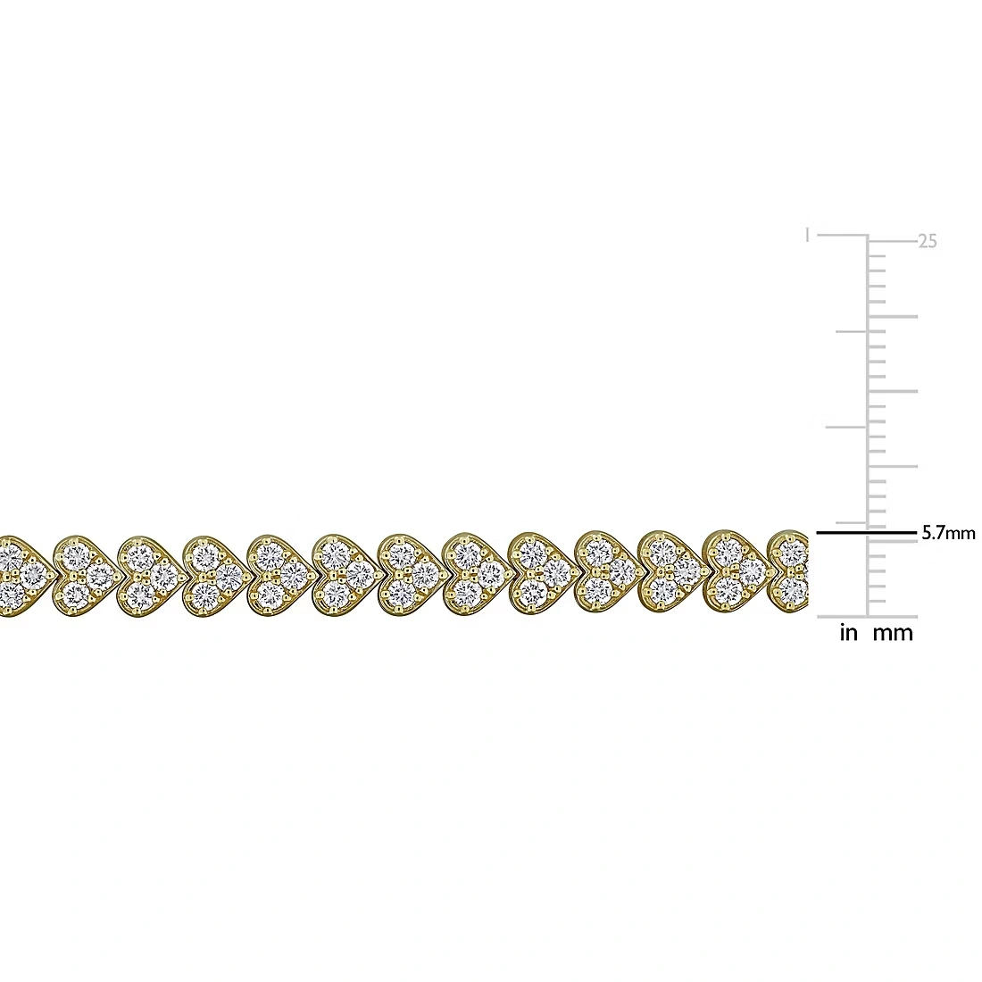 Lab-Grown Diamond Heart Tennis Bracelet in 14k Yellow Gold