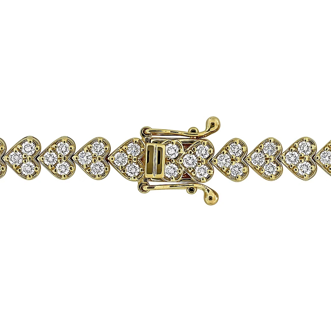 Lab-Grown Diamond Heart Tennis Bracelet in 14k Yellow Gold