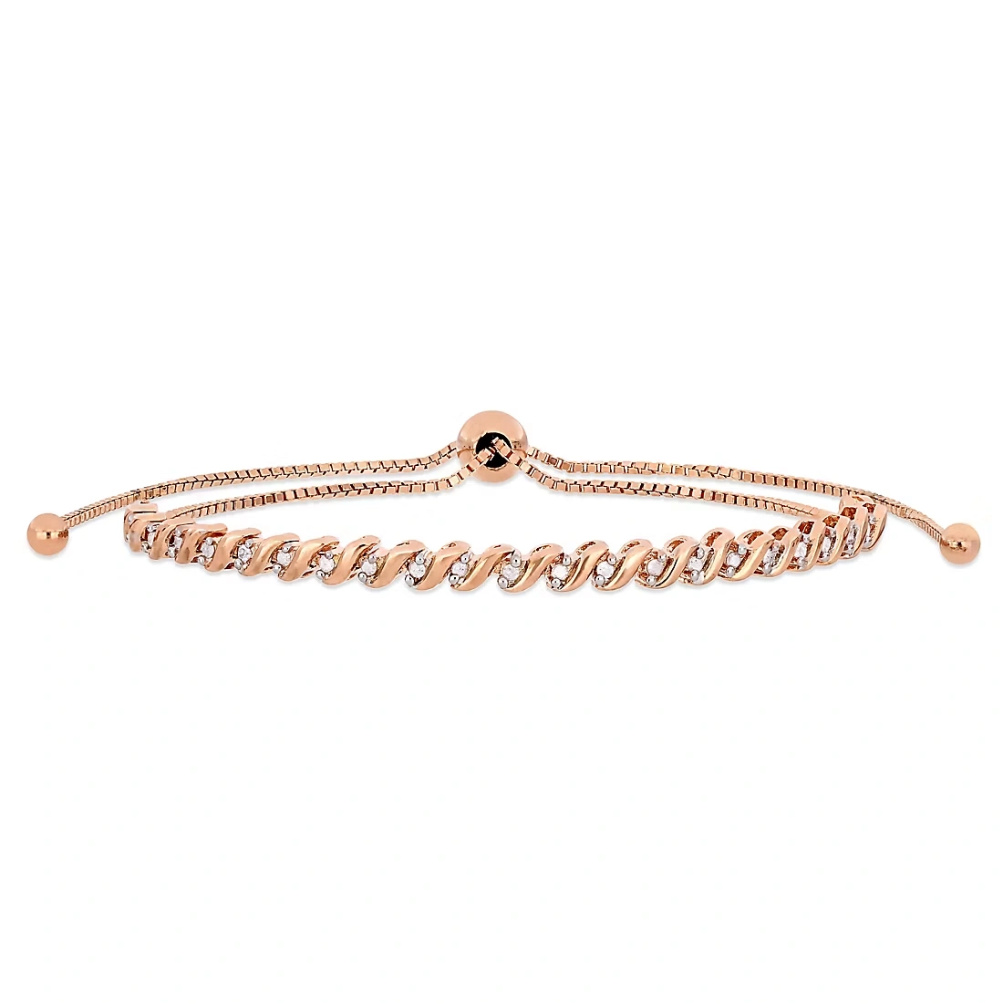 .24 ct. t.w. Diamond Bolo Bracelet in Rose Rhodium-Plated Sterling Silver