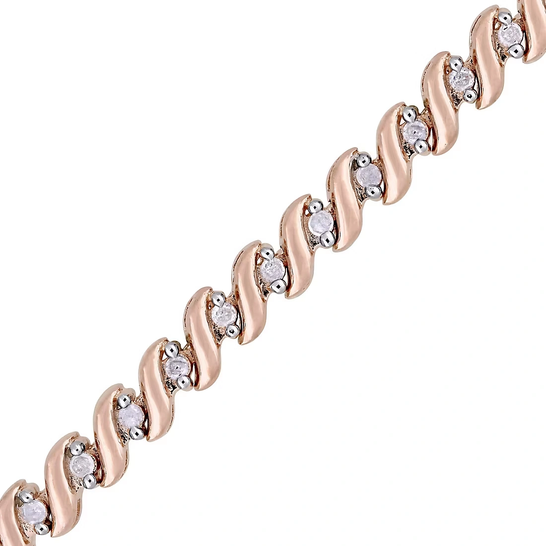 .24 ct. t.w. Diamond Bolo Bracelet in Rose Rhodium-Plated Sterling Silver 4 .24 ct. t.w. Diamond Bolo Bracelet in Rose Rhodium-Plated Sterling Silver