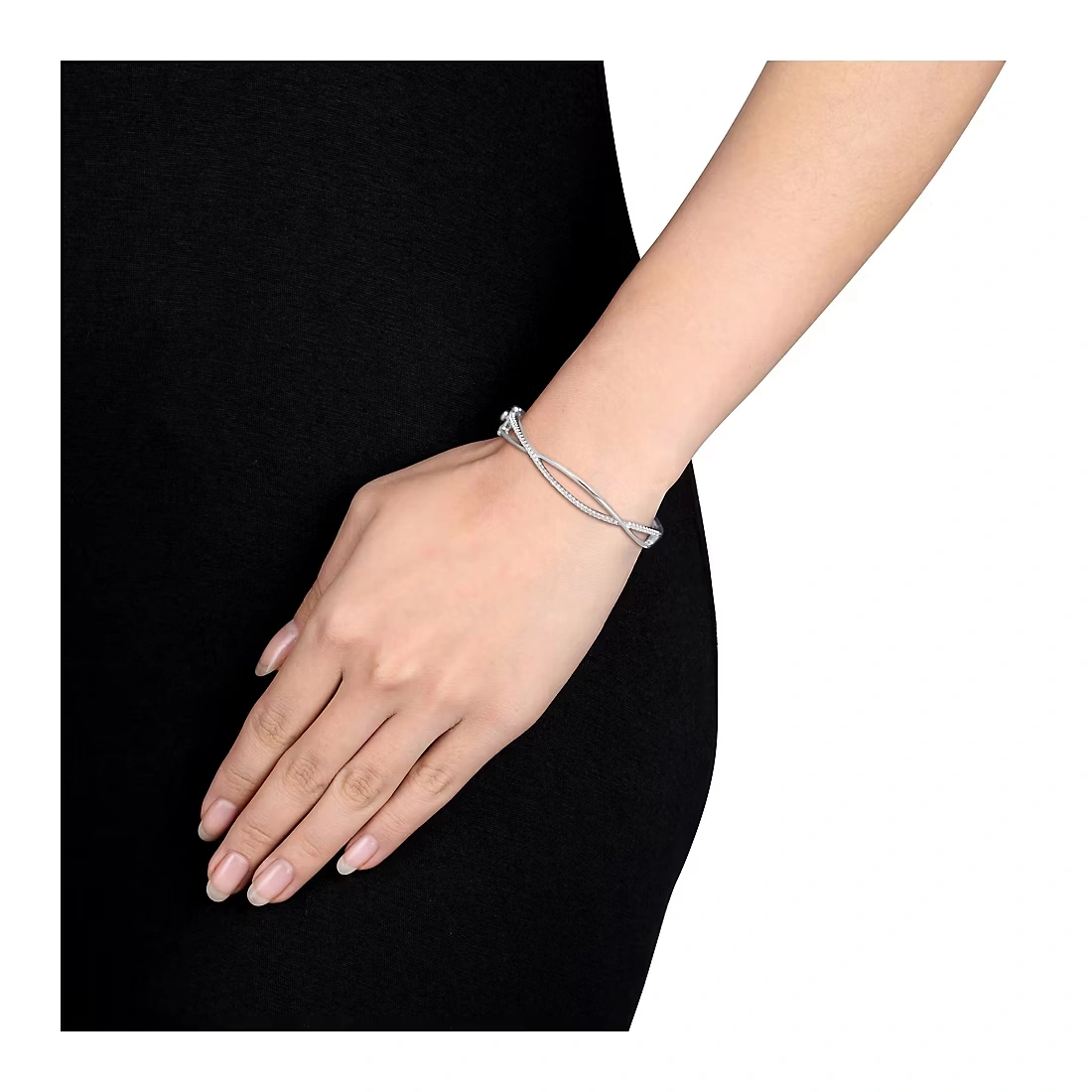 .50 ct. DEW Moissanite Criss-Cross Bangle in Sterling Silver